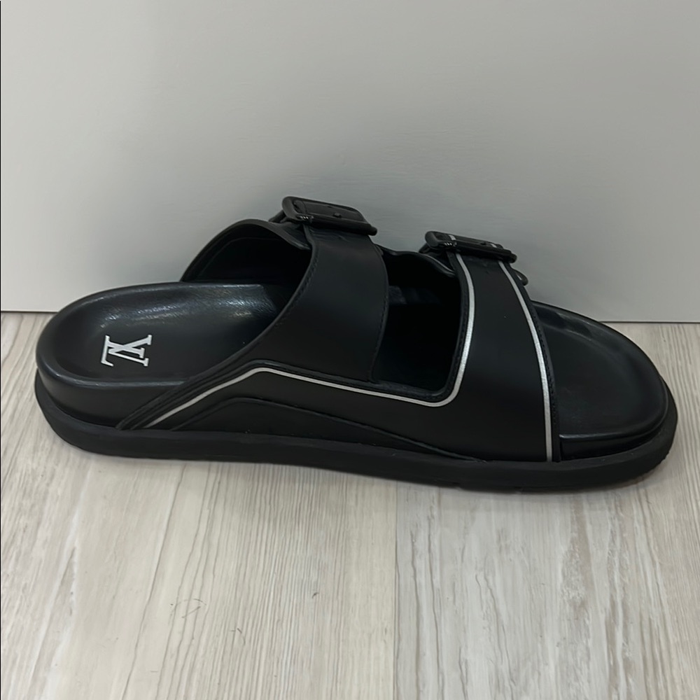 Louis Vuitton Black Slide Sandals with Silver Accents - Picture 5 of 6